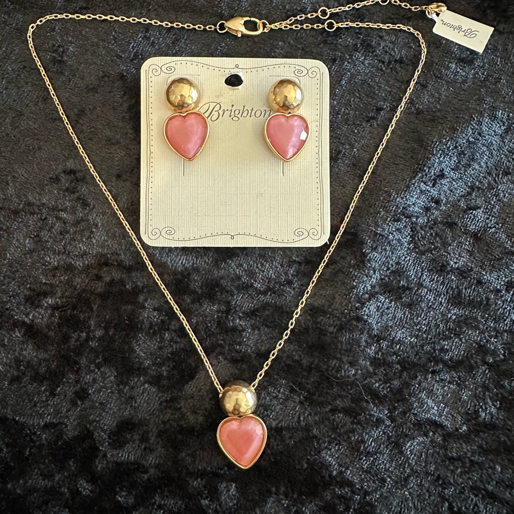 Brighton Pink and Gold Heart Jewelry Set